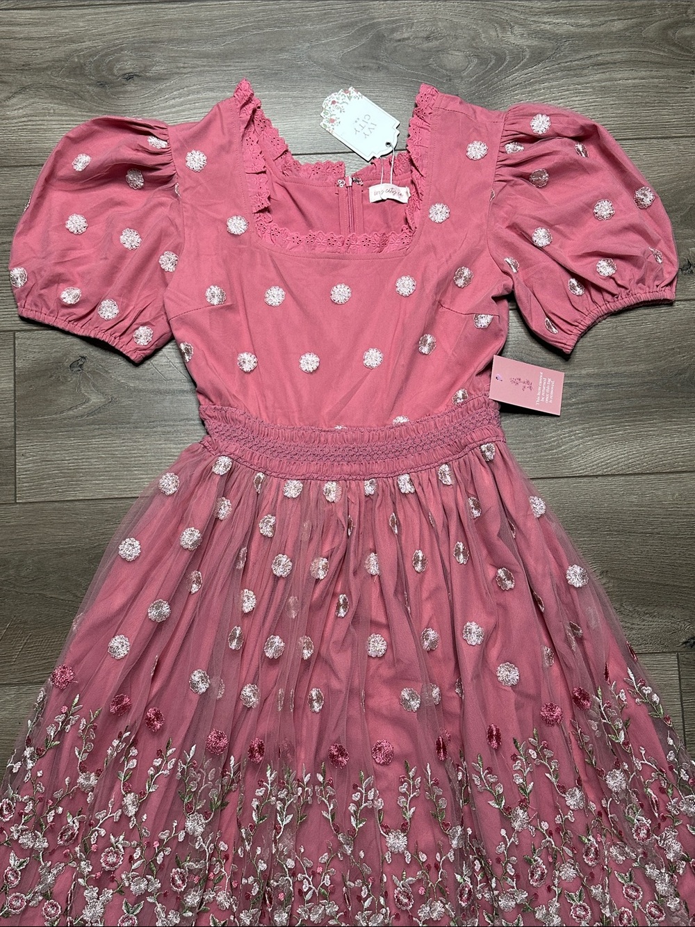 Ivy City Zoey Fairytale Floral Embroidered Garden Party Maxi Dress Pink Small - Picture 5 of 15